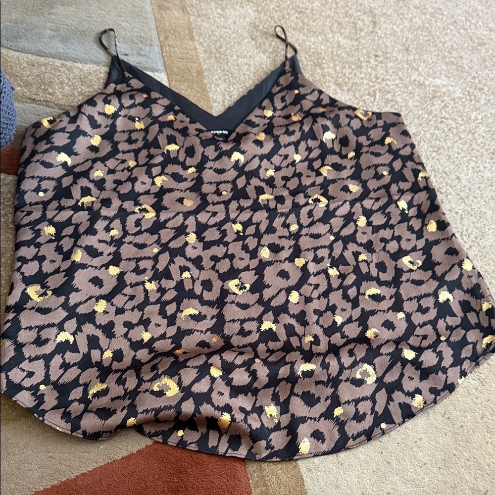 Express Black and Brown Leopard Print Camisole